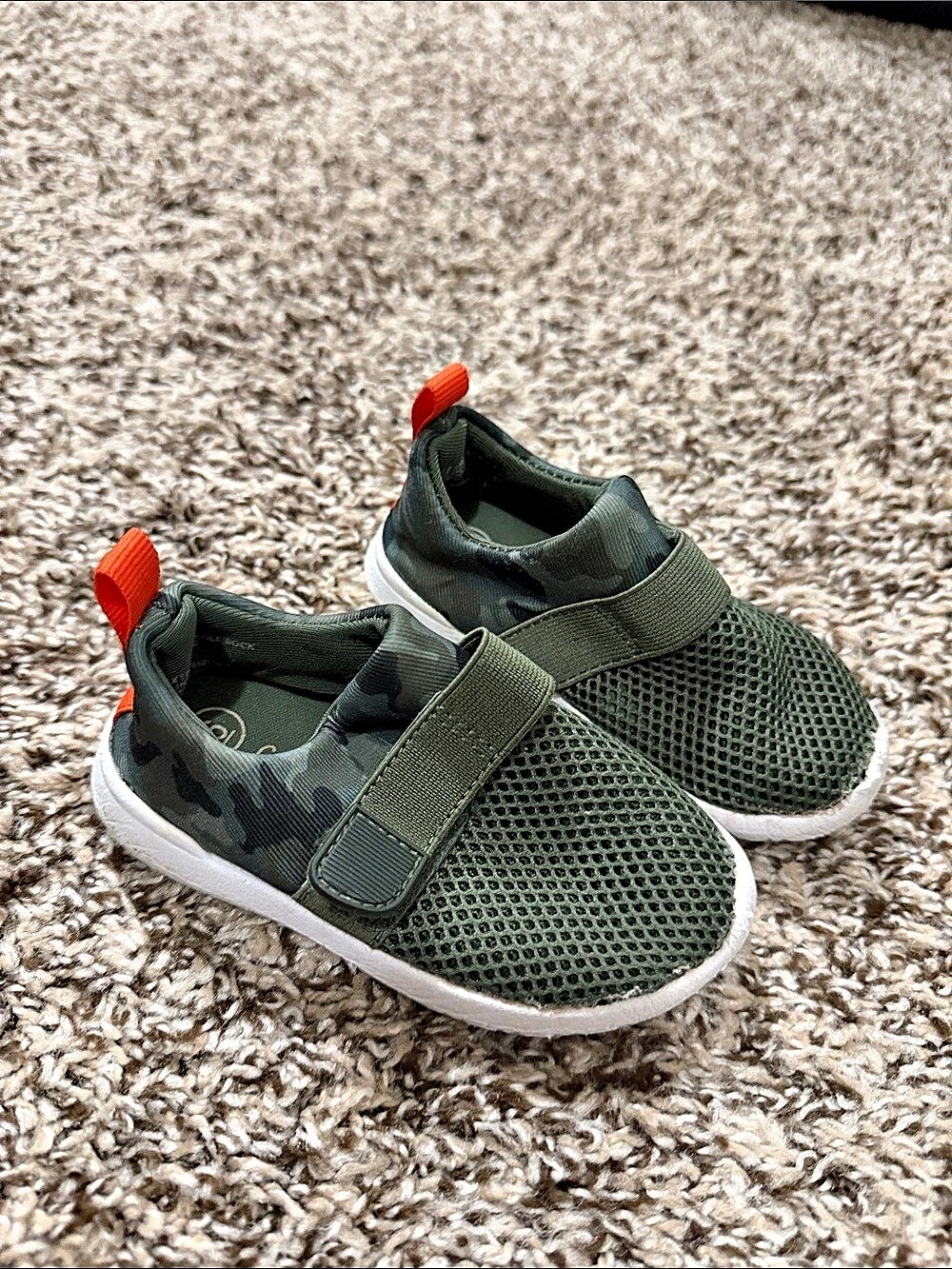 Kids Green & White Camo Sneakers